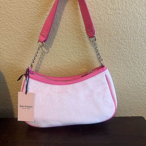 Juicy Couture Pink and White Shoulder Bag with Silver Chain - Picture 3 of 4